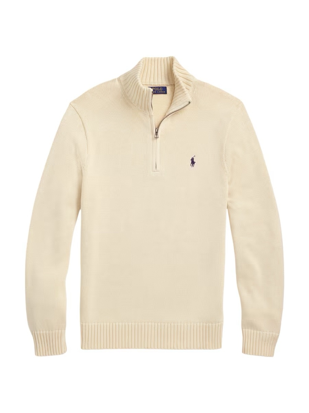 Polo Ralph Lauren Cotton Knit Quarter Zip Sweater Cream Ivory XXL
